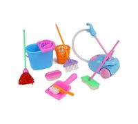 Ameble Kit de Jeu d'imitation 9 pièces, Mini aspirateur, Balai et serpillère, Accessoires et Articles ménagers pour Enfants Filles
