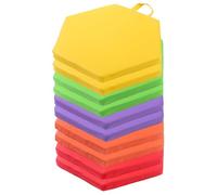 Ameble Lot de 10 Coussins de Sol hexagonaux pour Enfants, Cuir PU et Mousse à mémoire Forme, Coussins siège Portables pour Pique-Nique, Camping (Orange, Violet, Vert Herbe, Jaune, Rouge - 2 ch