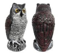 Ameble Lot de 2 leurres hiboux, Statues de Hibou réalistes à tête rotative pour Jardin extérieur, dispositifs Anti-Oiseaux pour éloigner Les Oiseaux. Leurre, Statue, Figurine, répulsif pour d'e