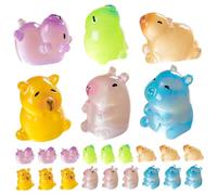 Ameble Lot de 24 Mini-Figurines de capybaras, Animaux en résine phosphorescente, Mini-capybaras Multicolores en résine pour la décoration Bureau, Les Jardins féériques, Les Cadeaux d'invités.