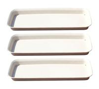 Ameble Lot de 3 soucoupes de récupération d'eau pour Plantes en Pot, en Plastique épais, étanches, Forme rectangulaire, Beige, pour Plantes d'intérieur et 'extérieur.