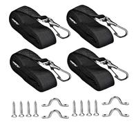 Ameble Lot de 4 Sangles de Bateau 2, 5 cm Large, réglables, avec quincaillerie métallique, pour Support Tente et canopée Marine 71 à 152 cm (Noir avec Accessoires)