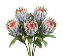 Ameble Lot de 5 Fleurs protéa artificielles avec Finition floquée, Fausses Fleurs Tropicales en Soie de 48, 3 cm pour Arrangement et décoration, Mariage, pièce maîtresse