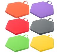 Ameble Lot de 6 Coussins de Sol hexagonaux Portables en Mousse à mémoire Forme avec poignée, 30 x 30 x 3 cm, sièges Flexibles en Cuir PU pour Enfants et Adultes, sièges alternatifs en Classe
