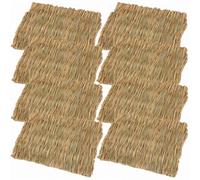 Ameble Lot de 8 Tapis de Cage à Lapin en Paille Comestible Naturelle, Coussinets Repos et Mastication Doux tissés à la Main pour Petits Animaux Compagnie, Lits Lapin pour cochons d'Inde, ha