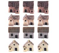 Ameble Maison Miniature 12 pièces pour l'artisanat, Jardins féeriques, Mini Maison en résine de Pierre, pour bonsaï de Cour, Micro décoration paysagère, Jardinage