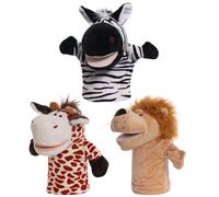 Ameble Marionnettes à Main en Forme d'animaux, 3 marionnettes en Peluche Douce de 9, 84 Pouces pour Enfants, théâtre de à Bouche Ouverte Mobile pour raconter des Histoires, enseigner, présc