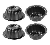 Ameble Mini moules à gâteau 4 pièces 4 pouces antiadhésifs en acier au carbone Mini moules à flan de cuisson en forme de fleur pour Cupcake pain Bavarois Brownie Halloween