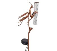 Ameble Pluviomètres avec lumière Solaire LED, pluviomètre extérieur avec Hauteur réglable, piquets de Jardin décoratifs en métal Mantis pour pelouse, Cour, Jardinage de Patio