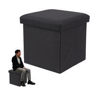Ameble Pouf Boîte De Rangement Lin Pliable Repose-Pieds Siège Repose-Pieds Tabouret pour Enfants Jouets Chambre Couloir Salon Ottoman boîte de Rangement, Tabouret, Jouet