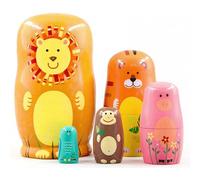 Ameble Poupées Russes poupées gigognes en Bois de Tigre Blanc Russe à 5 Couches pour Enfants - Jouet éducatif Animal Fait à la Main Nidification pour Enfants poupée en Bois