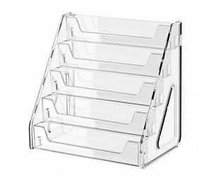 Ameble Présentoir de Cartes à Collectionner en Acrylique Transparent à 5 Niveaux, Support Vertical pour Cartes Postales de Baseball, Basket-Ball, Sport, 30, 5 x 21, 6 x 33 cm