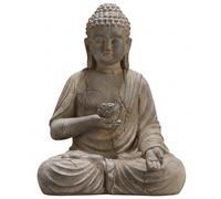 Ameble Statue de Bouddha en résine Solaire pour Jardin et décoration intérieure, Buda extérieur avec Pose de méditation sereine pour Jardin Zen, terrasse, espaces intérieurs, Lueur Jour/Nuit