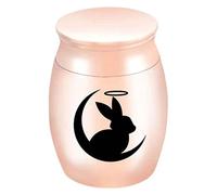 Ameble Urne Souvenir de crémation de Lapin et Lune en Or Rose, Mini Petit Cercueil funéraire pour Cendres humaines ou Cendres d'animaux Compagnie, urne commémorative pour Chiens, Chats
