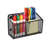 Ameceres Porte-crayons magnétique - Aimants extra forts en maille pour marqueurs - Parfait pour tableau blanc, réfrigérateur et casier Accessoires (2 paniers, 1 lot noir)
