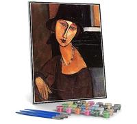 Amedeo Modigliani Kits de peinture à faire soi-même pour adultes Jeanne Hebuterne avec chapeau et collier Peinture par numéros Kits sur toile