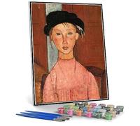 Amedeo Modigliani Peinture numérotée pour adultes Jeune fille au béret Peinture à faire soi-même sur toile
