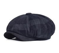 AMEEDA Casquette Gavroche Homme Béret en Velours côtelé épais à Carreaux for l'automne et l'hiver(Black)
