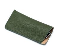 AMEEDA Étui Lunettes Étui à Lunettes en Cuir véritable, étui for Hommes et Femmes, Support de Rangement for Lunettes de Soleil, Pochette Ultra-Mince, boîte de Protection for Lunettes(Green)