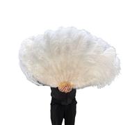 AMEEDA Éventail en Plumes d'oie Grand éventail de Plumes à 13 os, 100CM, 130CM, Pliable à Main, for fête, Carnaval, Spectacle de Danse, décoration(White,100CM 1PCS)