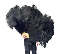 AMEEDA Éventail en Plumes d'oie Grand éventail de Plumes à 13 os, 100CM, 130CM, Pliable à Main, for fête, Carnaval, Spectacle de Danse, décoration(Black,100CM 2PCS)