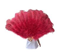 AMEEDA Éventail en Plumes d'oie Grand éventail de Plumes à 13 os, 100CM, 130CM, Pliable à Main, for fête, Carnaval, Spectacle de Danse, décoration(07 Wine Red,100CM 2PCS)