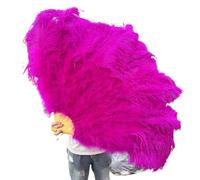 AMEEDA Éventail en Plumes d'oie Grand éventail de Plumes à 13 os, 100CM, 130CM, Pliable à Main, for fête, Carnaval, Spectacle de Danse, décoration(Rose Red,100CM 1PCS)