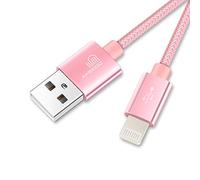 ameego 10ft Strong Nylon Braided Lightning to USB iPhone Cable with Compact Connector for iPad air 2/iPad Mini/iPhone X/8/8 Plus/7/7 Plus/6/6 Plus/6S/6S Plus/5/5S/SE and More (Rose Gold)