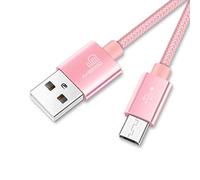 ameego 3.1amp fast charging Strong Nylon Braided Tangle-Free Micro USB Data Charge Cable for Samsung, HTC, Nokia, Sony, Kindle, PS4, Speaker, Power bank and More Micro USB Devices - 10ft (Rose Gold)