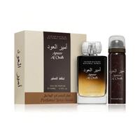 Ameer Al Oudh 100ML+50ML coffret cadeau eau de parfum mixte L'ensemble contient:Eau de Parfum 100 mldéodorant 50 ml- Parfum mixte Ameer Al Oudh, une fragrance envoûtante et mystérieuse- Notes de tête