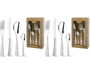 Amefa 241300AF01C40 Ethnic Couverts de table/coffret 6 personnes Acier Inoxydable/Couvert Monobloc Finition Brillante 13,7 x 7 x 26,5 cm (Lot de 2)