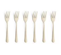 Amefa Austin Lot de 6 fourchettes à Dessert | Design élégant | Fourchettes à gâteau en Acier Inoxydable avec Finition PVD | Champagne satiné | 14,3 cm | Inoxydable et Passe au Lave-Vaisselle