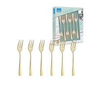 Amefa Austin - Service à gâteaux 6 pièces Doré mat | Lot de 6 fourchettes à gâteau 14,3 cm, Doré mat, Inox 18/0, Épaisseur 2 mm, Ne passe pas au lave-vaisselle