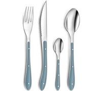 PRADEL ESSENTIEL - Ménagère 24 couverts de table pour 6 personnes - Bistro 1-2-3 - Acier inoxydable 18/0, Finition Standard - Bleu denim