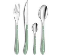 PRADEL ESSENTIEL - Ménagère 24 couverts de table pour 6 personnes - Bistro 1-2-3 - Acier inoxydable 18/0, Finition Standard - Vert d'eau