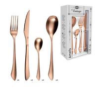 Amefa Coffret 16 couverts pour 4 personnes Instinct Acier inoxydable 18/0 Finition PVD Cuivre