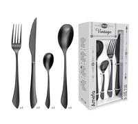 Amefa – Coffret 16 couverts Instinct pour 4 personnes – Acier inoxydable 18/0, Finition PVD Noir