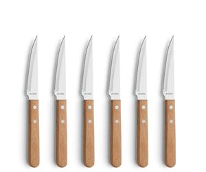 Amefa Couteau à steak Pizza lot de 6 Chêne