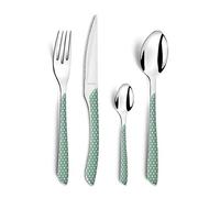 Amefa – Ménagère 24 couverts Eclat Géo – Acier inoxydable 18/0, finition brillante – Vert et blanc