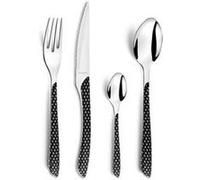 AMEFA - Ménagère 24 couverts de table pour 6 personnes - Eclat Géo - Acier inoxydable 18/0, Finition Brillante - Noir et Blanc