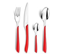AMEFA Eclat Ménagère 32 couverts acier inox 18/0 Pour 8 personnes, Rouge | Ménagère 32 couverts pour 8 personnes, Acier inoxydable 18/0, Manche ABS rouge, Compatible lave-vaisselle, Usage quotidien