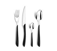 AMEFA Eclat Nature - Ménagère avec couverts de table pour 6 personnes, 24 couverts, Acier inoxydable 18/0, Fourchettes, Couteaux, Cuillères table et Cuillères à café - Finition Brillante - Bois Noir