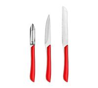 Amefa Eclat Set petite coutellerie : couper et éplucher acier 13C, Rouge | Set 3 couteaux (Office, éplucheur, petits-légumes) Eclat, Acier inox 13C, Manche ABS rouge, Lave-vaisselle