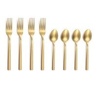 AMEFA - ESCADE DORÉ SATINÉ - Lot de 4 cuillères moka et 4 fourchettes à gâteau