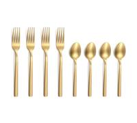 Amefa Escade Doré Satiné - Lot de 4 cuillères moka et 4 fourchettes à gâteau