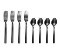 AMEFA - ESCADE NOIR SATINÉ - Lot de 4 cuillères moka et 4 fourchettes à gâteau Noir