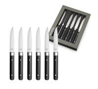 Amefa Fusion coffret 6 couteaux à steak 22 cm, manche noir, X50CrMoV15 | Coffret 6 couteaux à steak 22 cm, Manche noir, Lame acier X50CrMoV15, Lavage à la main recommandé