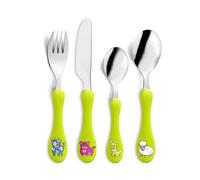 AMEFA Lot de Couverts enfants inox 4 couverts, Set couverts bébé Vert Anis