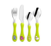 AMEFA Lot de Couverts enfants inox 4 couverts, Set couverts bébé Vert Anis | Acier inoxydable 18/0, Finition Brillante, 4 couverts enfants, Vert Anis