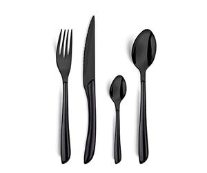AMEFA Lumino Service 16 couverts table acier inox Pour 4 personnes, Noir